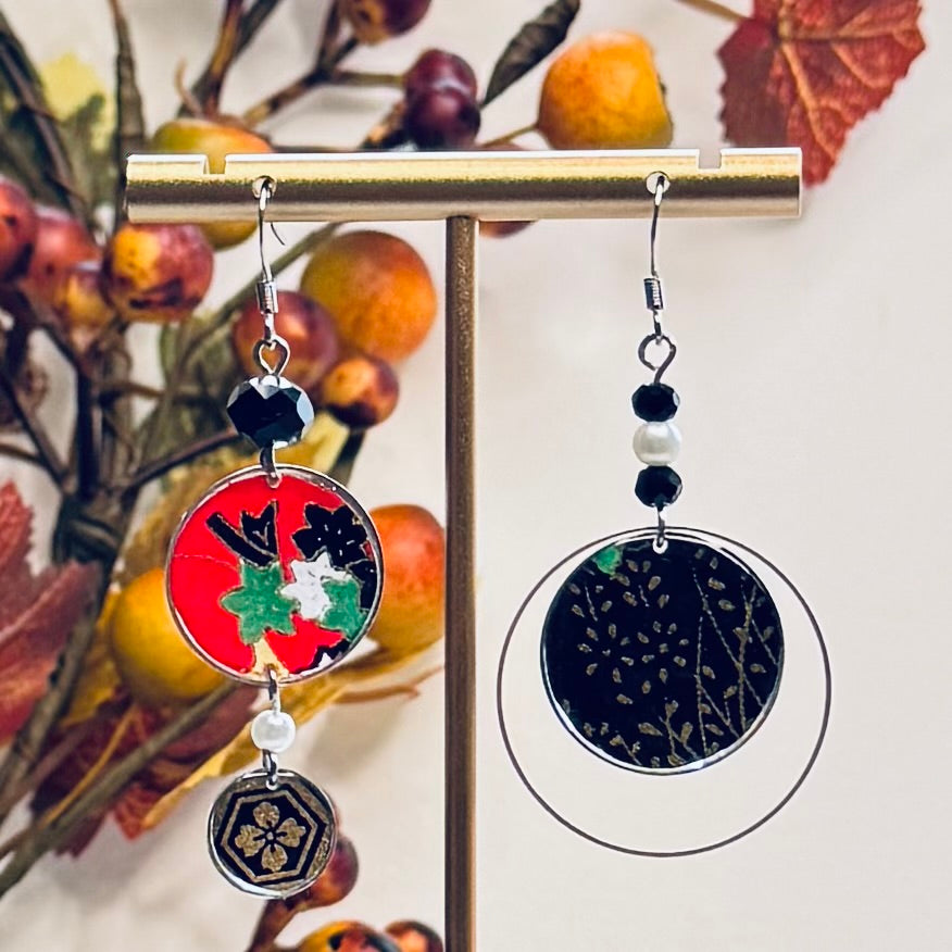 Autumn Collection Hook earrings with Autumn leaves