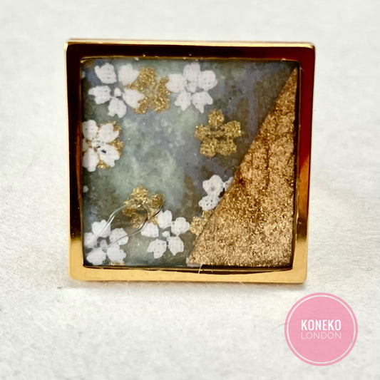 Yuzen Washi Japanese Paper Ring Square Small 02