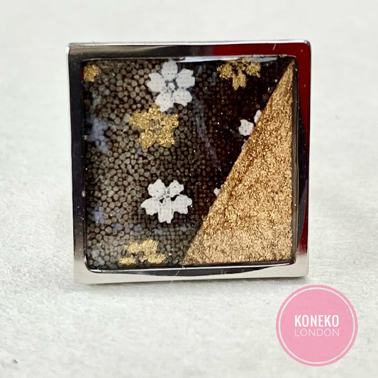 Yuzen Washi Japanese Paper Ring Square Small 04