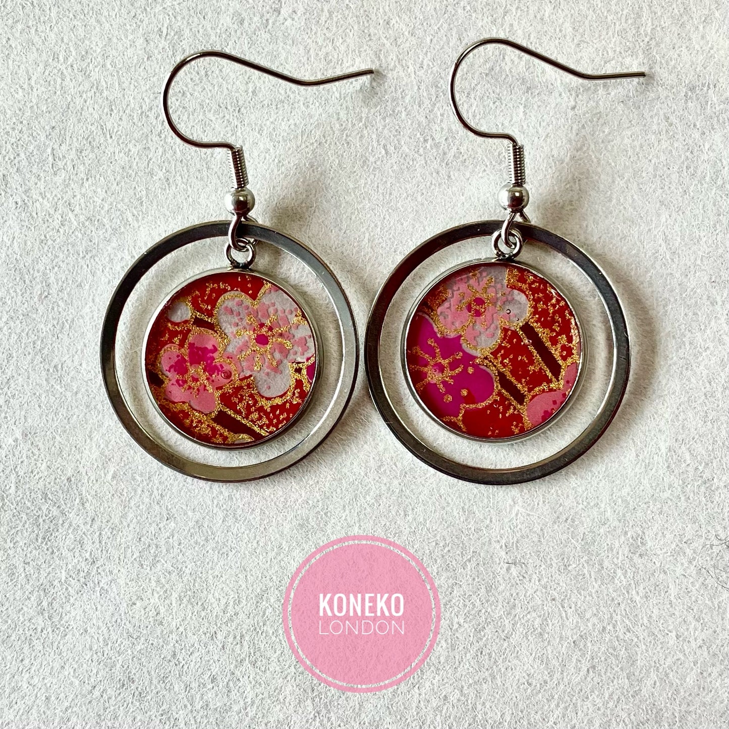 Yuzen Washi Japanese Paper Earrings 09