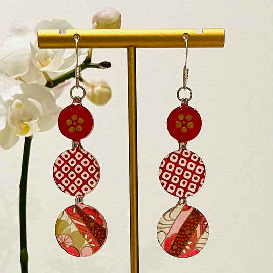 Hook Three-drop Earrings Silver stainless steel 08