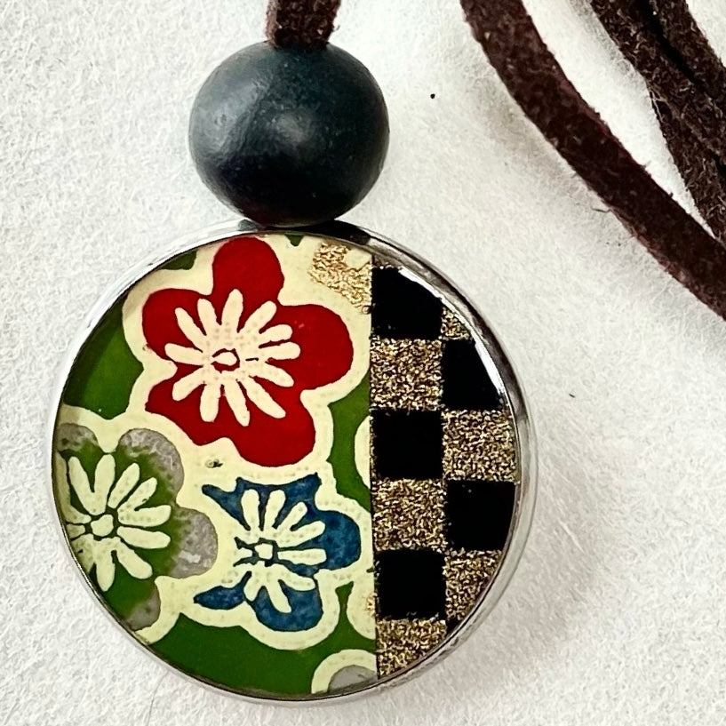 Yuzen Washi Japanese Paper Necklace 01