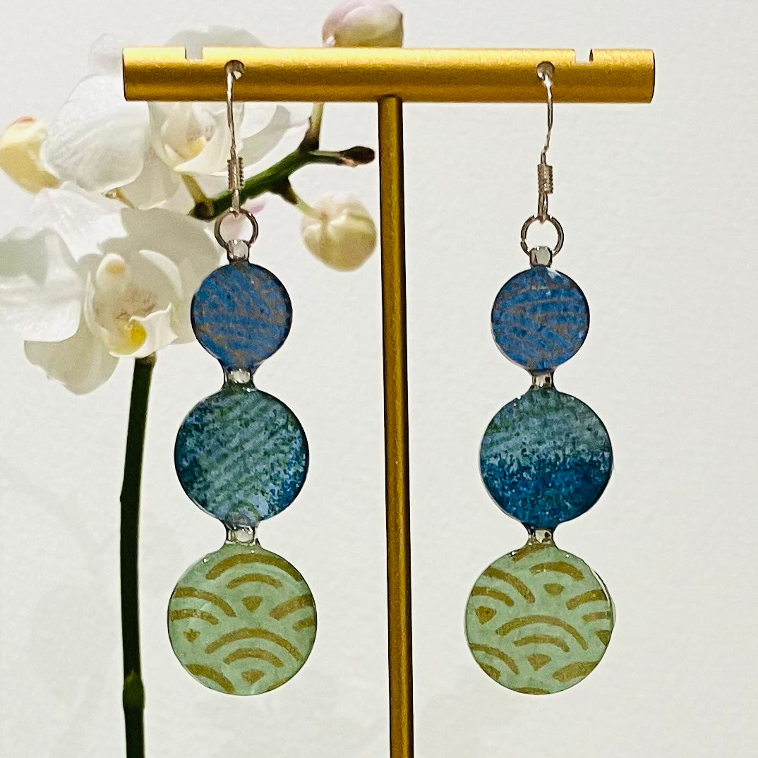 Hook Three-drop Earrings Silver stainless steel 01