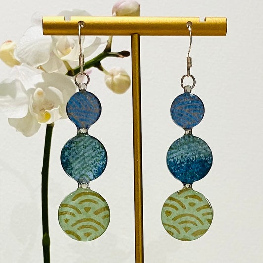 Hook Three-drop Earrings Silver stainless steel 01